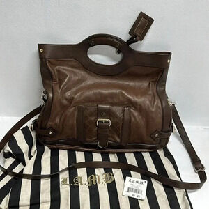 LAMB by Gwen Stefani Notting Hill Leather Handbag Purse Satchel Crossbody Brown
